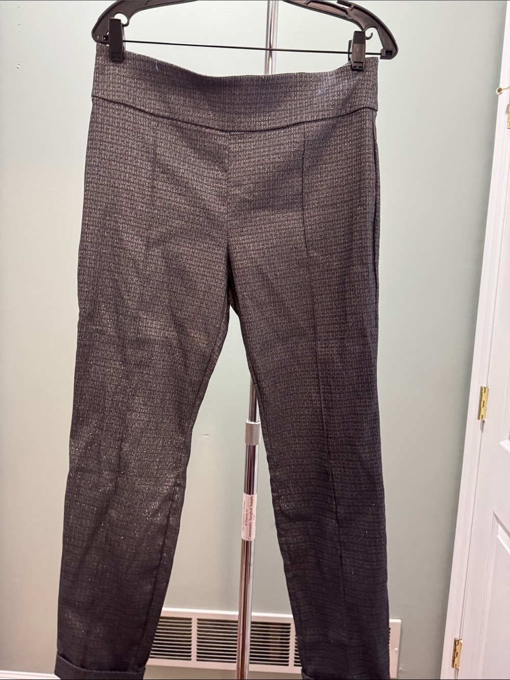 Lord & Taylor Black Textured Straight-Leg Pants